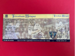 Football Ticket Billet Jegy Biglietto Eintrittskarte Tottenham Hotspur - Liverpool FC 03/01/2000 - Biglietti D'ingresso