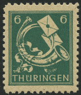 THÜRINGEN 95AXbs **, 1945, 6 Pf. Schwärzlichbläulichgrün, Vollgummierung, Hellchromgelbes Papier, Hochglanzgummierung, P - Sonstige & Ohne Zuordnung