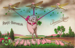 FETES - VOEUX - Bonne Année - Porte-Bonheur - Cochons - Trèfles - Fantaisie - Carte Postale Ancienne - Nouvel An