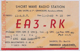 Ad9271 - SPAIN - RADIO FREQUENCY CARD  - Barcelona -  1949 - Radio