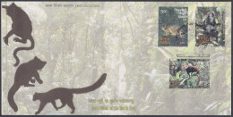 Inde India 2009 FDC Rare Fauna, Red Panda, Marbled Cat, Barbe's Leaf Monkey, Wild Life, Wildlife, Animal First Day Cover - Other & Unclassified