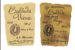 Etiquettes Calvados Du Pays D'Auge Vieux Et Age Inconnu - G.E.Massenez à Ste Foy De Montgomery - Imp Du Bernstein - - Alcoholen & Sterke Drank