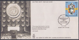 Inde India 2008 FDC Human Rights, Mahatma Gandhi, Abraham Lincoln, Mother Teresa, Martin Luther King, First Day Cover - Sonstige & Ohne Zuordnung