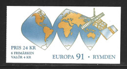 F-EX50062 SWEDEN MNH 1991 EUROPA CEPT SPACE SATELLITE ROCKET BOOKLED.  - Autres & Non Classés