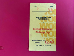 Football Ticket Billet Jegy Biglietto Eintrittskarte Wolwerhampton Wand. - Challenge Cup No Date - Eintrittskarten