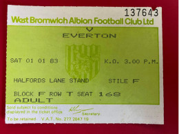 Football Ticket Billet Jegy Biglietto Eintrittskarte W.B.A. - CF Everton 01/01/1983 - Tickets D'entrée