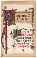 CHRISTMAS GREETING - Tuck "Olde English" C. 1779 - Gold Edging - Part Embossed - Tuck, Raphael