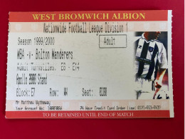 Football Ticket Billet Jegy Biglietto Eintrittskarte W.B.A. - Bolton Wanderers 1999/2000 - Biglietti D'ingresso