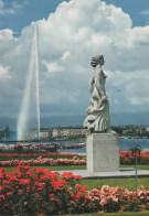 GENEVE, STATUE DE LA BRISE ET DU JET D EAU COULEUR  REF 15888 - Genève