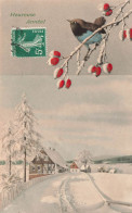 FETES - VOEUX - Heureuse Année - Neige - Maisons - Oiseau - Carte Postale Ancienne - Nouvel An