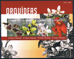 Bloc Sheet Fleurs Orchidées Flowers Orchids  Neuf  MNH **  S Tome E Principe 2015 - Orchidee