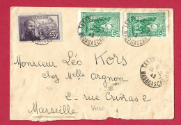 !!! MADAGASCAR, LETTRE DE TANANARIVE POUR MARSEILLE DE FÉVRIER 1942, BEL AFFRANCHISSEMENT - Lettres & Documents