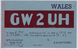 Ad9289 -  Wales  - RADIO FREQUENCY CARD - 1947 - Radio