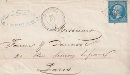 LETTRE. DEVANT. 20 DEC 64. N° 22. PERLÉ T22. LOURCHES. NORD. GC 4382. POUR PARIS - 1849-1876: Klassik