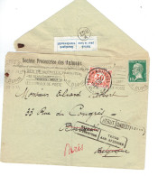 Tarifs Postaux Etranger Du 01-04-1924 (42) Pasteur N° 170 10 C. + Taxe 30 C. Belge  Imprimés 50 G. 29-08-1924 - 1922-26 Pasteur