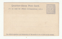 India Official Quarter-Anna Post Card Unused B240401 - Other & Unclassified