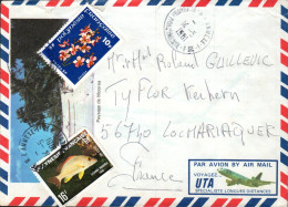 POLYNESIE AFFRANCHISSEMENT COMPOSE SUR LETTRE POUR LA FRANCE 1981 - Storia Postale