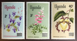 Uganda 1975 Flowers Surcharges Set MNH - Other & Unclassified