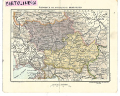 Campania-avellino Benevento Caserta Salerno Napoli Castellammare Di Stabia Cava Dei Tirreni Carta Geografica (v.retro) - Andere & Zonder Classificatie