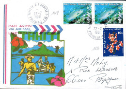 POLYNESIE AFFRANCHISSEMENT COMPOSE SUR LETTRE POUR LA FRANCE 1981 - Cartas & Documentos