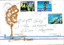 POLYNESIE AFFRANCHISSEMENT COMPOSE SUR LETTRE POUR LA FRANCE 1981 - Covers & Documents