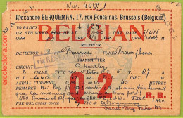 Af5214 - BELGIUM Belgique - RADIO CARD - Bruxelles - 1926 - Radio