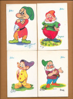 WALT DISNEY - Lot 4 Cartes Les NAINS De BLANCHE NEIGE - Pub TOBLER - Sonstige & Ohne Zuordnung