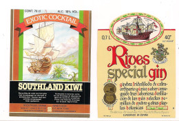 Etiquettes Southland Kiwi Et Rives Special Gin - Thème Bateaux  - - Barche A Vela & Velieri