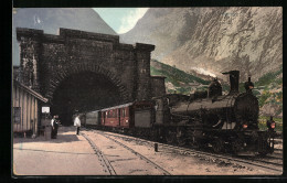 AK Gotthardbahn, Eisenbahn Am Grossen Tunnel Bei Goeschenen  - Treni