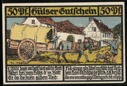 Notgeld Hüls Bei Krefeld 1921, 50 Pfennig, Mann Mit Seinem Vom Esel Gezogenen Wagen  - [11] Lokale Uitgaven