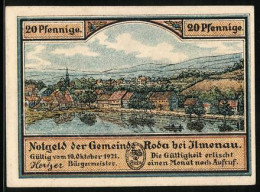 Notgeld Roda Bei Ilmenau 1921, 20 Pfennig, Dicke Eiche Vor Dem Fall, Ihr Stamm Danach  - [11] Lokale Uitgaven