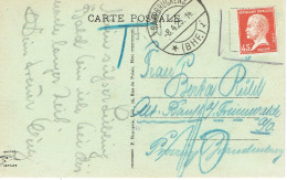 Tarifs Postaux Etranger Du 01-04-1924 (62) Pasteur 175 45 C. C.P. Etranger Taxe Crayon Car Postée En Alsace Lorraine  08 - 1922-26 Pasteur