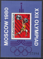 BULGARIEN  Block 101, Postfrisch **, Olympische Sommerspiele, Moskau, 1980, Gewichtheben - Blocchi & Foglietti
