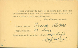 Guerre 40 Carte Postale En FM Franchise Militaire Envoi Prisonnier Avis De Capture Avant Envoi Stalag Cachet Wehrmacht - WW II