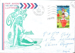 POLYNESIE SEUL SUR LETTRE POUR LA FRANCE 1981 - Lettres & Documents