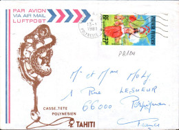 POLYNESIE SEUL SUR LETTRE POUR LA FRANCE 1981 - Brieven En Documenten