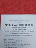 Doodsprentje Petrus Van Den Broeck / Hamme 9/4/1921 - 15/8/1982 ( Alma Heymans ) - Religion & Esotérisme