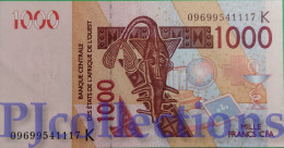 WEST AFRICAN STATES 1000 FRANCS 2009 PICK 715Kh UNC - Estados De Africa Occidental