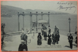 CARTE MONTE CARLO - MONACO - VUE SUR L'ASCENSEUR ET LE CAP MARTIN - 2 SCANS -18 - Monte-Carlo