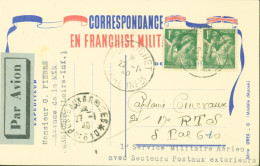 Guerre 40 CP FM Franchise Militaire Par Avion 1er Service Militaire Aérien Avec Secteurs Postaux Extérieurs - 2. Weltkrieg 1939-1945