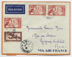 INDOCHINE 9C ROUGEX3+ PA10C LETTRE COVER AIR FRANCE  LINH CAM 20.4.1938 ANNAM TO FRANCE - Cartas & Documentos