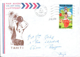 POLYNESIE SEULSUR LETTRE POUR LA FRANCE 1981 - Storia Postale