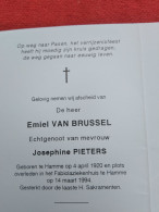 Doodsprentje Emiel Van Brussel / Hamme 4/4/1920 - 14/3/1994 ( Josephine Pieters ) - Religion &  Esoterik