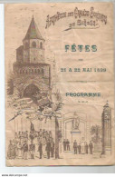 RU // Vintage Old French Paper Programm // Programme Fetes De SOREZE 1899 / Messe Gym Boxe ECOLE De SOREZE - Programmes