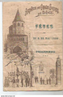 RU // Vintage Old French Paper Programm // Programme Fetes De SOREZE 1899 / Messe Gym Boxe ECOLE De SOREZE - Programs