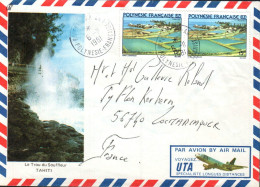 POLYNESIE AFFRANCHISSEMENT COMPOSE SUR LETTRE POUR LA FRANCE 1981 - Storia Postale