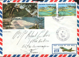 POLYNESIE AFFRANCHISSEMENT COMPOSE SUR LETTRE POUR LA FRANCE 1981 - Lettres & Documents