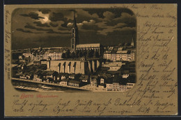 Mondschein-Lithographie Bern, Ortsansicht Mit Der Kirche  - Bern