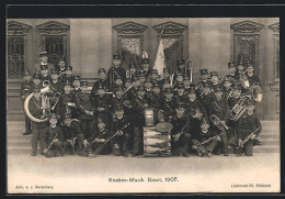 AK Basel, Gruppenbild Vom Knaben-Musikchor 1907  - Bazel