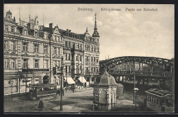 AK Duisburg, Königstrasse, Partie Am Bahnhof Mit Strassenbahnen  - Strassenbahnen